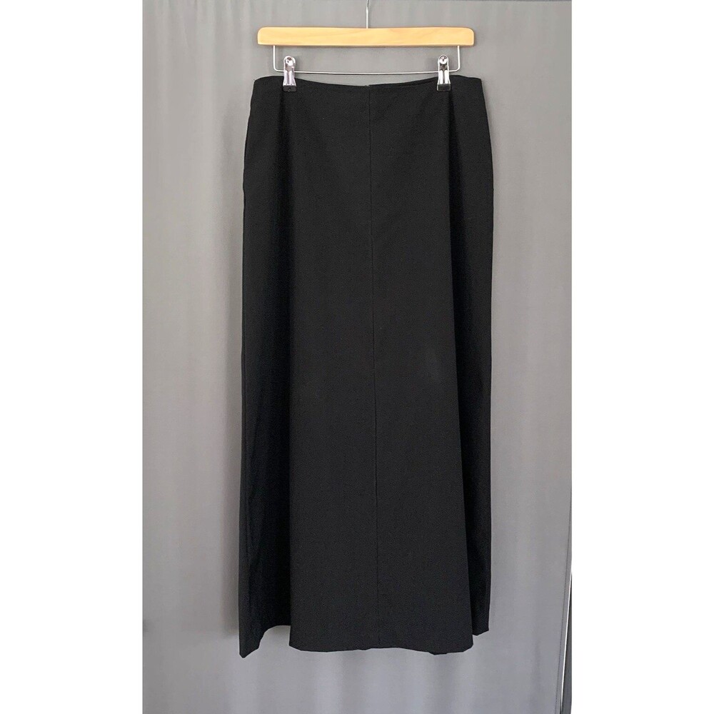 Vtg 90s Y2K Evan Picone A-line Maxi Skirt Sz 10 Black Formal Minimal Witchy Goth